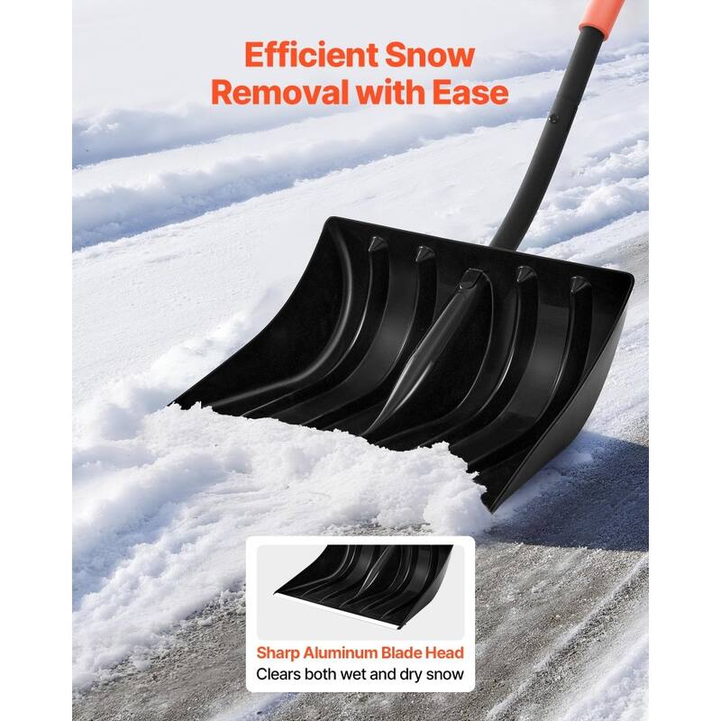 Large Snow Shovel with D-Shaped Aluminum Handle for Driveway Walkway and Outdoor Use - Black-54.8"L