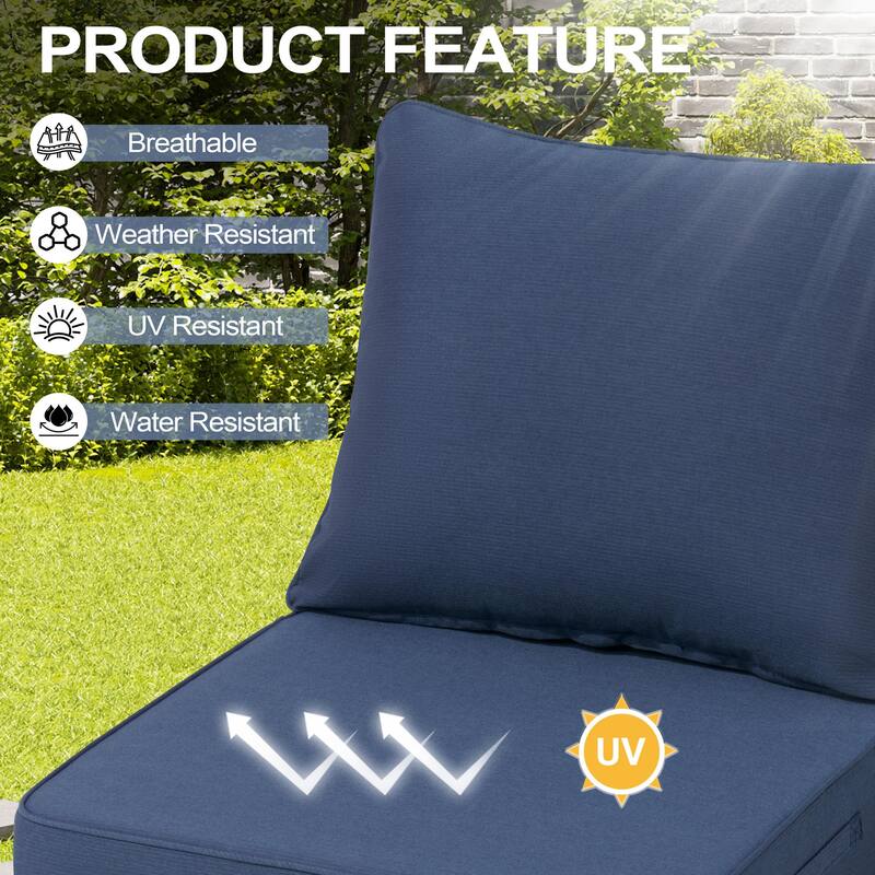 24''Wx24''Dx5.5''in T Outdoor Indoor Patio Premium Fabric Seat Cushions Set (Seat & Back)