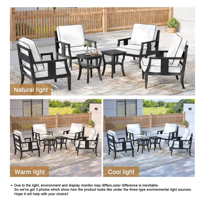 6-piece Outdoor Teak Seating Set Club Chairs with Cushions