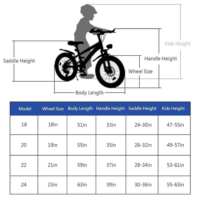 24 Inch Kids Mountain Bike for Boys & Girls Ages 7-12, 7-Speed with Dual Disc Brakes, Shock Fork & LED Light
