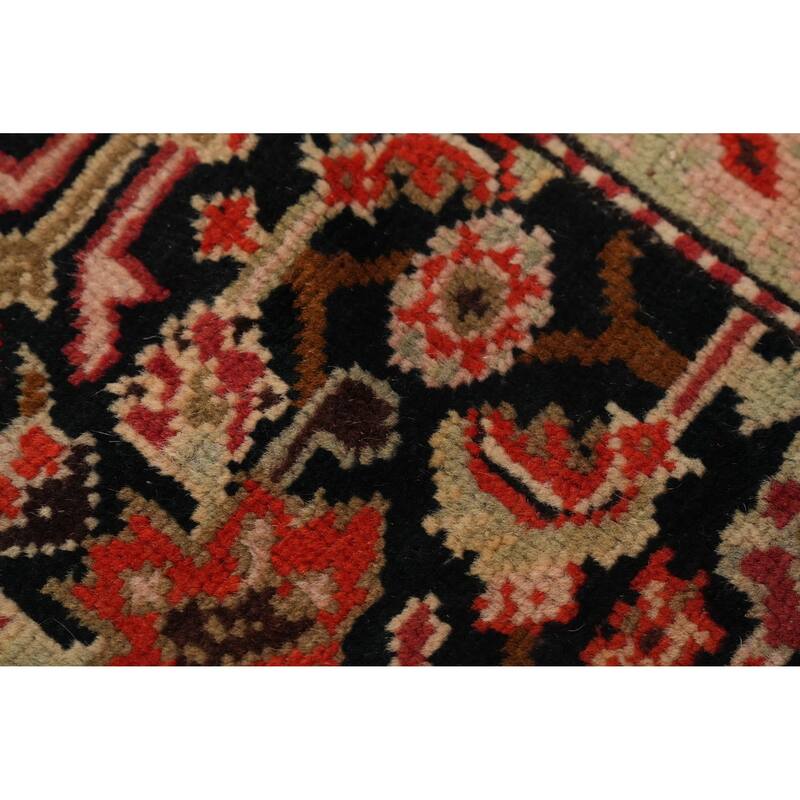 Hand Knotted Oriental 100% Wool Carpet Traditional Geometric Black Karabagh Runner Rug - 15' 11'' X 3' 6''