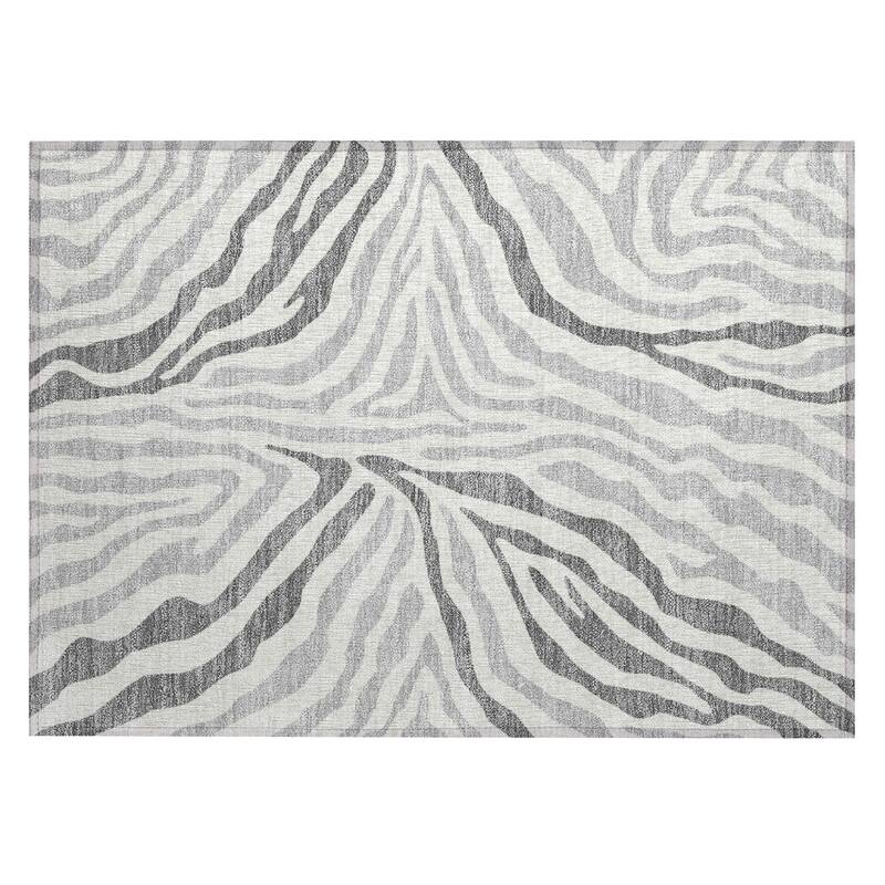 Machine Washable Indoor/ Outdoor Modern Prints Chantille Rug