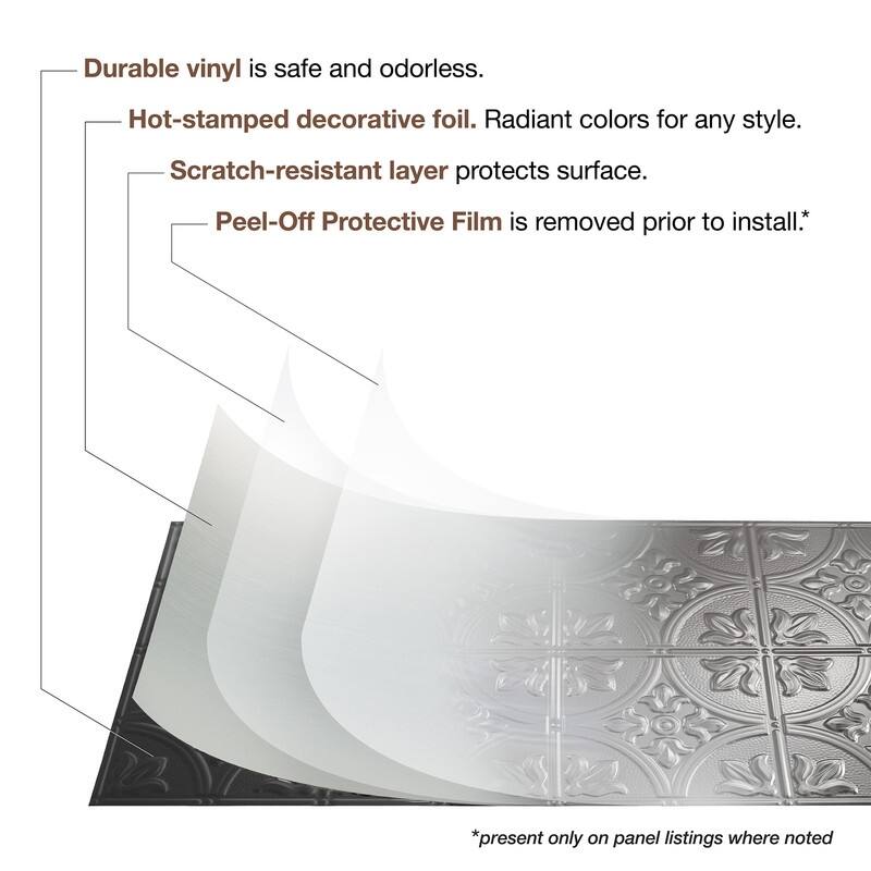 FASÄDE Traditional Style 5 Decorative Vinyl 2ft x 4ft Glue Up Ceiling Panel in Oil Rubbed Bronze (5 Pack)