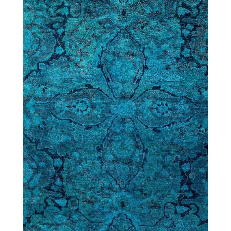 Fine Vibrance, One-of-a-Kind Hand-Knotted Area Rug - Blue, 6' 1" x 6' 2" - 6' 1" x 6' 2"