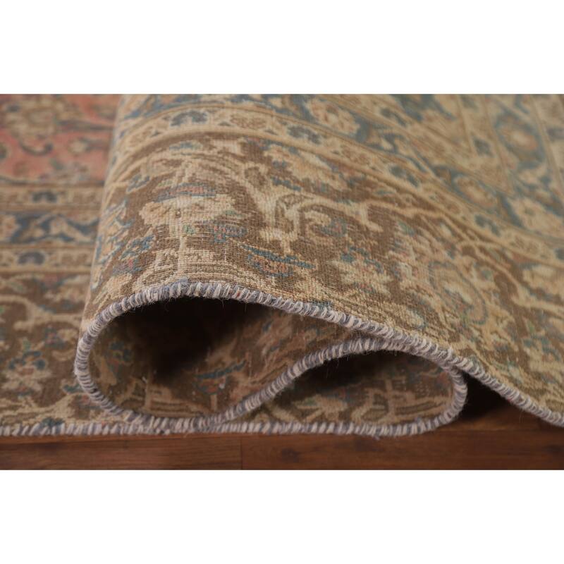 Hand Knotted Oriental 100% Wool Carpet Traditional Floral Pink Mashad Area Rug - 11' 8'' X 8' 4''