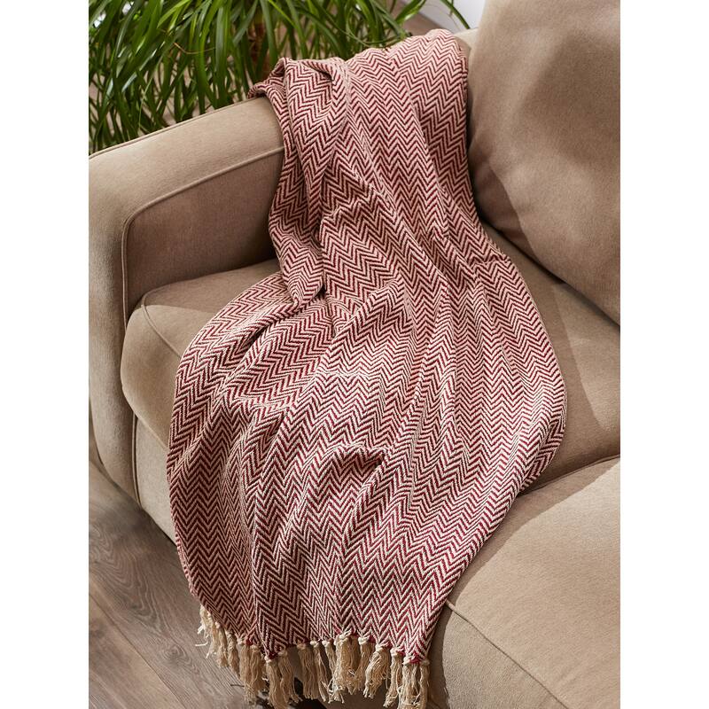 Stone Handloom Chevron Throw
