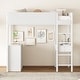 preview thumbnail 17 of 84, Modern Teddy Fleece Loft Bed with Storage Shelf, Drawers & Desk, Multi-Functional Wood Loft Bed Frame w/Soft Padding