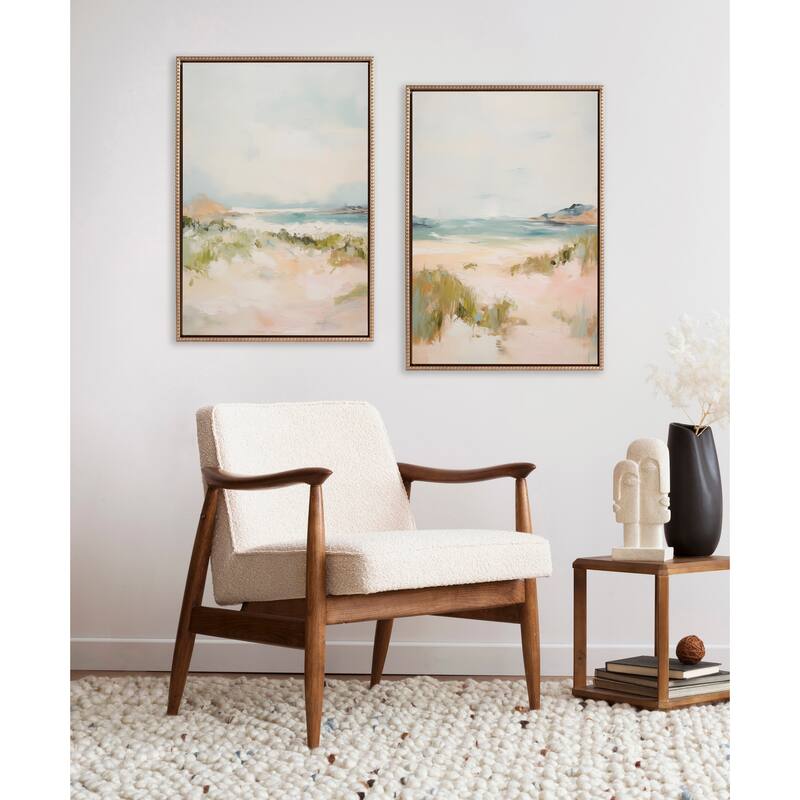 Kate and Laurel Sylvie Beaded Tranquil Landscape III and V Framed Canvas Art Set by Amy Lighthall