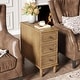 preview thumbnail 1 of 26, Fully Assembled Narrow End Table, Solid Wood Side Table with 3 Drawers, Vintage Nightstand Slim Bedside Table for Small Spaces Wood