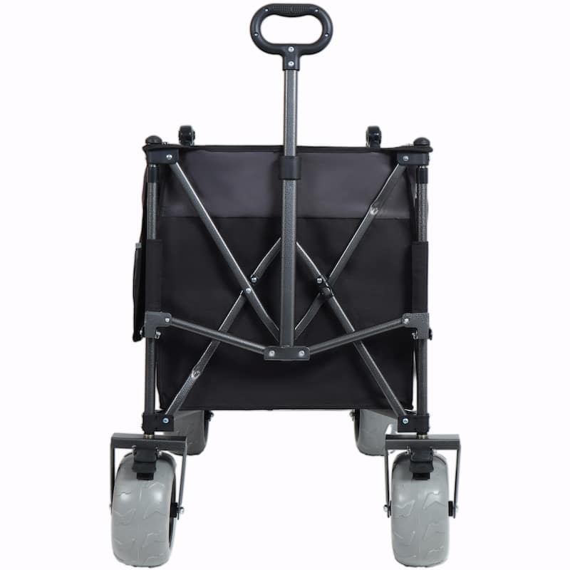 Multi-Functional Push-Pull Folding Wagon Cart with Rotating Handle & 9"x4" Beach Tires