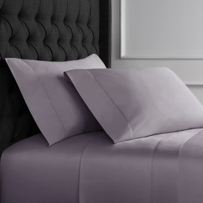 Luxury Hotel Collection 600 Thread Count Cotton Hemstitch Sheet Set - Amethyst - Casual - 3 Piece - Twin