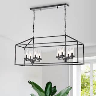 Thalia Modern Black Brushed Coffee 8-Light Chandelier for Dining Room, Kitchen