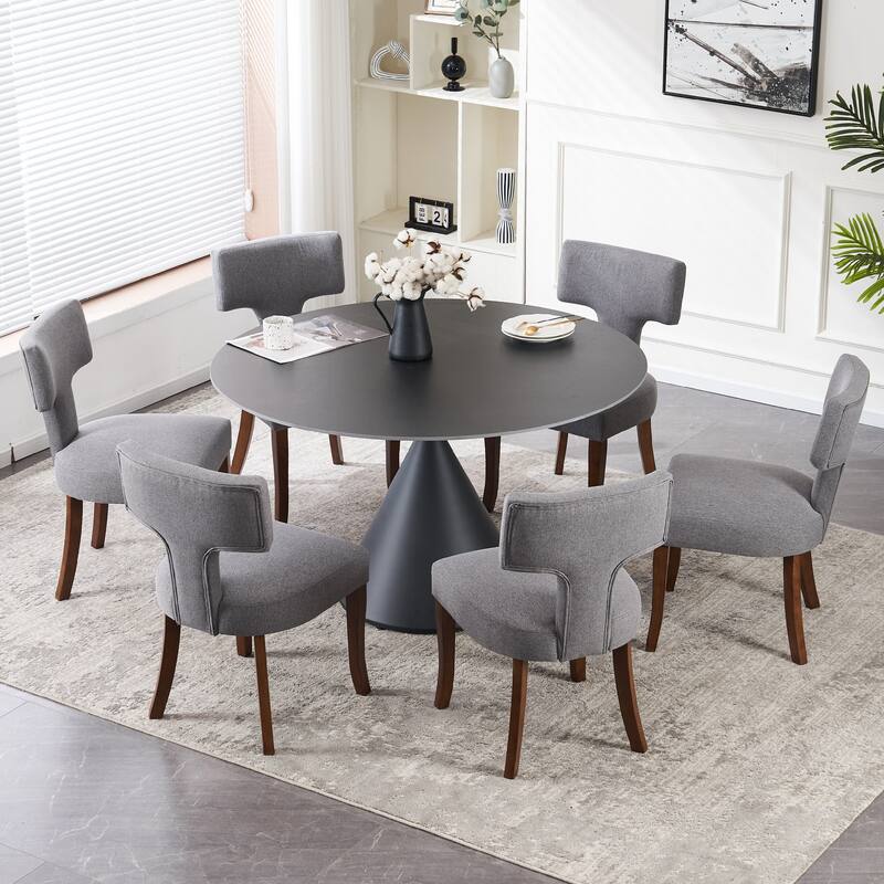 Upholstered Mordern Design T Back Dining Side Chair- Set of 2