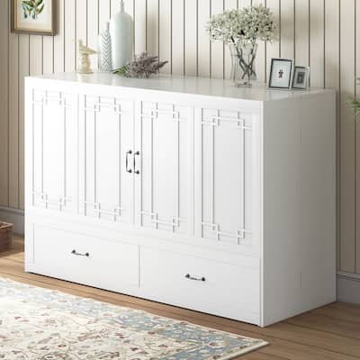 Mixoy Queen Size Murphy Bed with Mattress,Foldable Space-Saving Cube Cabinet Bed