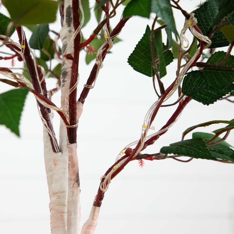 Pre-Lit Birch Artificial Tree - 5' - Warm White LED Lights