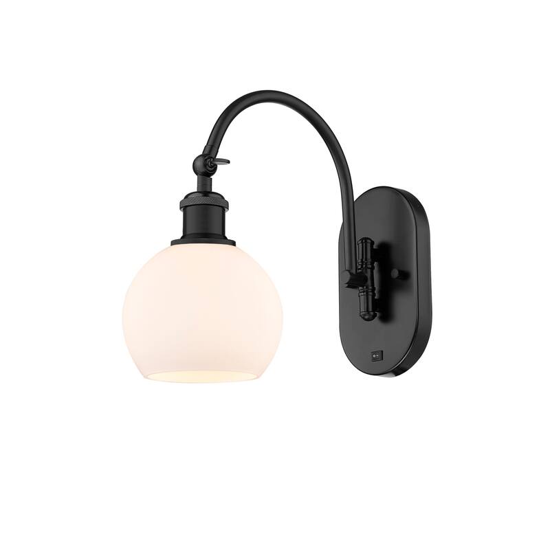 Innovations Lighting 518-1W-12-6 Athens Sconce Athens 12" Tall Wall - Matte Black / Matte White