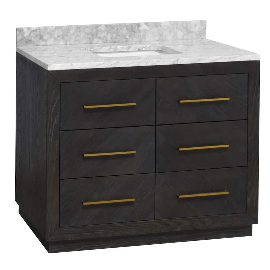 KitchenBathCollection Avery 42" Bathroom Vanity with Carrara Marble Top