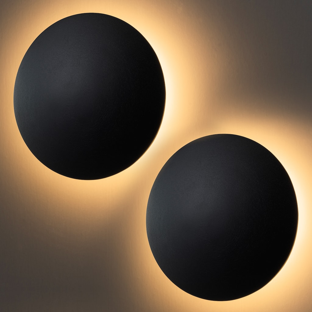 C Cattleya 2-pack Matte Black Aluminum Round Disc LED Indoor Outdoor Wall Sconce