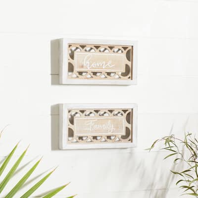Beige Wood Farmhouse Wall Decor Text (Set of 2)