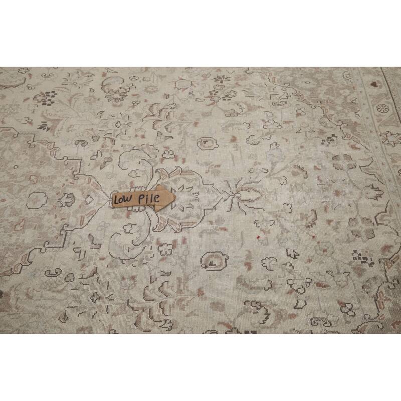 Hand Knotted Oriental 100% Wool Carpet Traditional Floral Beige & Ivories Kashan Area Rug - 12' 3'' X 9' 6''