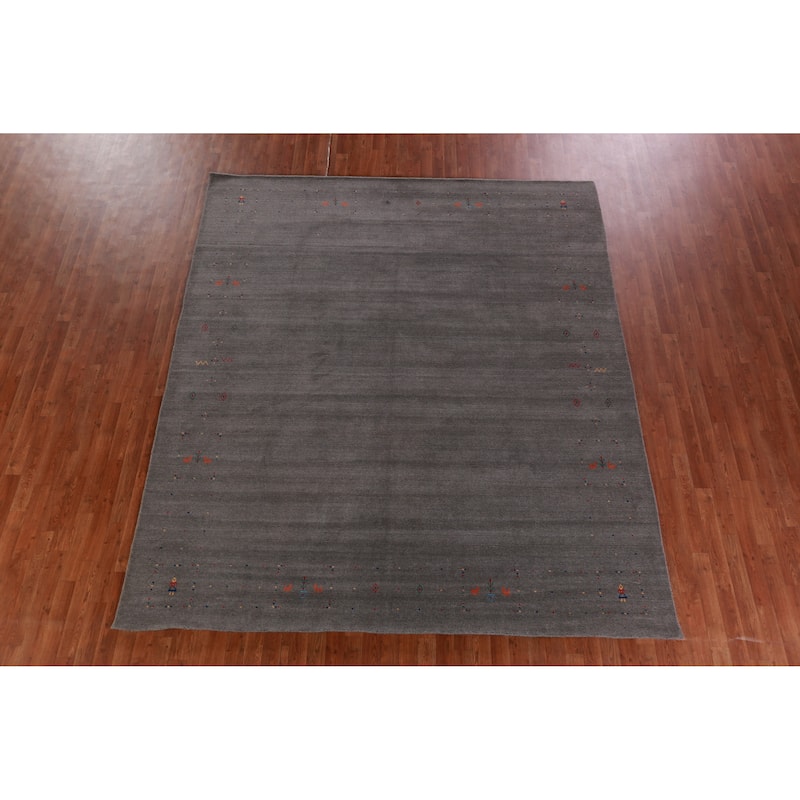Hand Knotted Oriental 100% Wool Carpet Tribal Tribal Greys & Charcoal Gabbeh Area Rug - 10' 1'' X 8' 7''