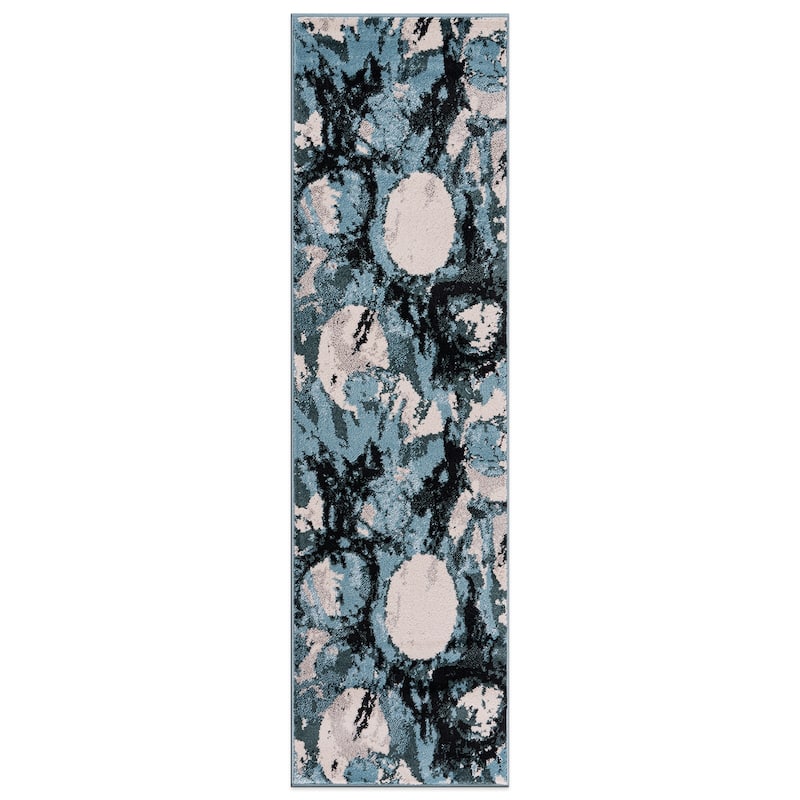 World Rug Gallery Contemporary Abstract Circles Black Area Rug