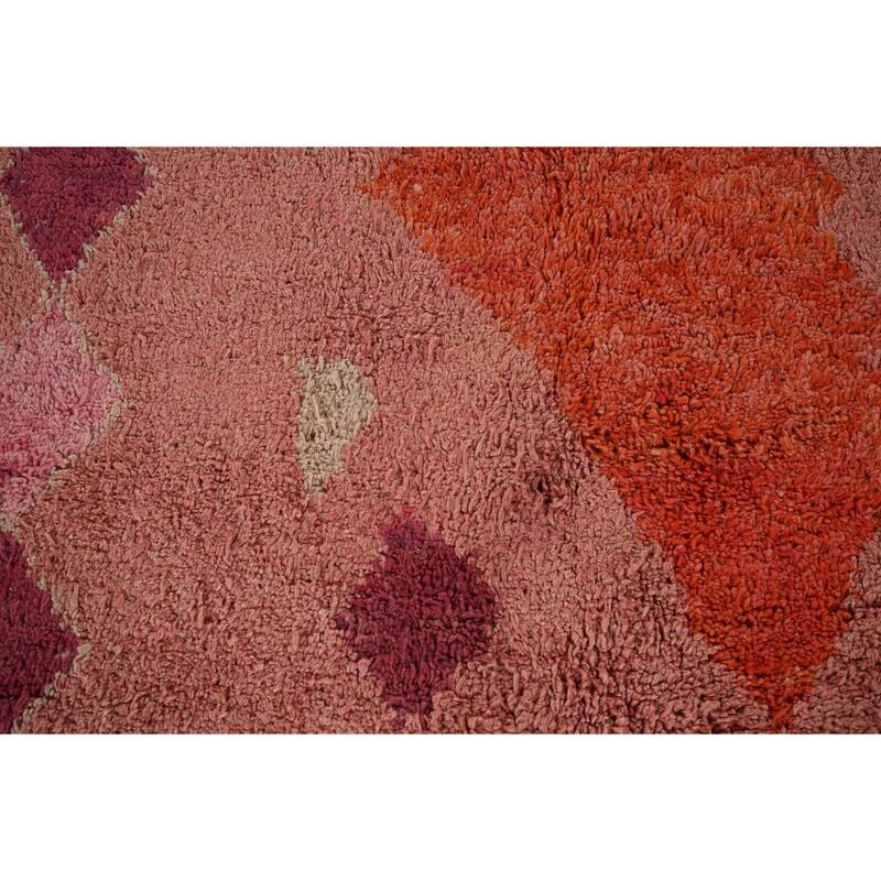 Pink Plush Moroccan Oriental Area Rug Handmade Wool Carpet - 5'11" x 10'0"