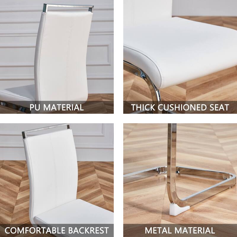 Modern Upholstered High Back Dining Chairs with C-Shaped Metal Legs