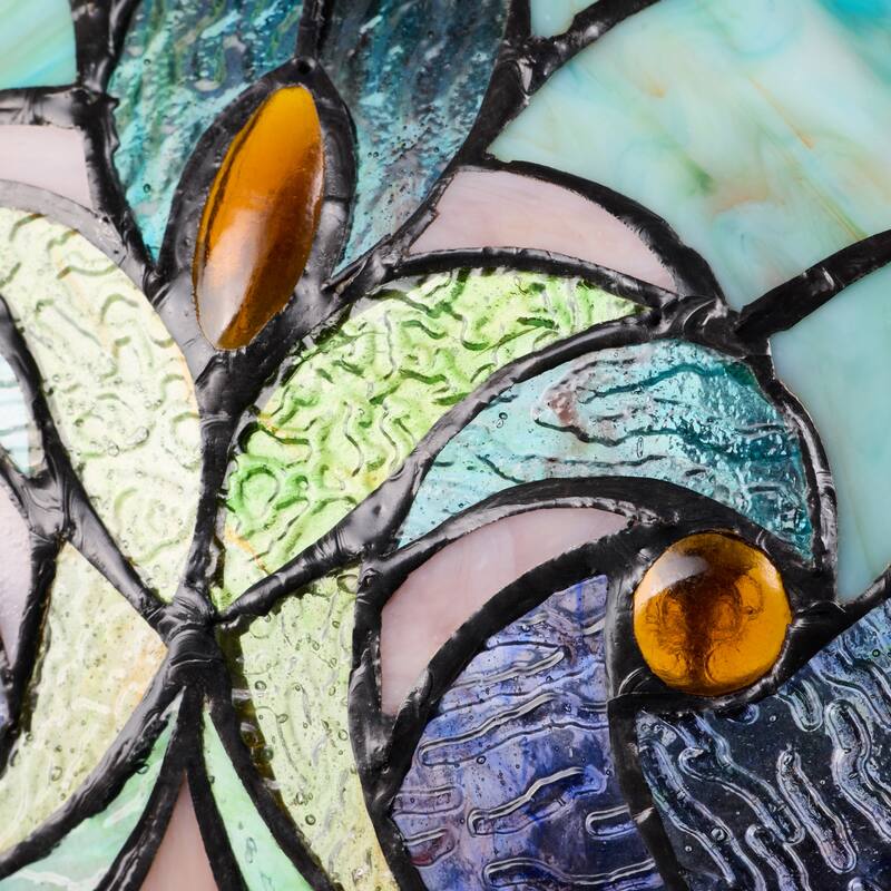 Halston River of Goods Double Lit Stained Glass 24.5-Inch Table Lamp - 18" X 18" X 24.5"