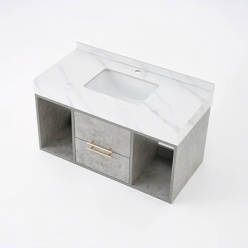 39.4" Wall-Mounted Single Bathroom Vanity Set