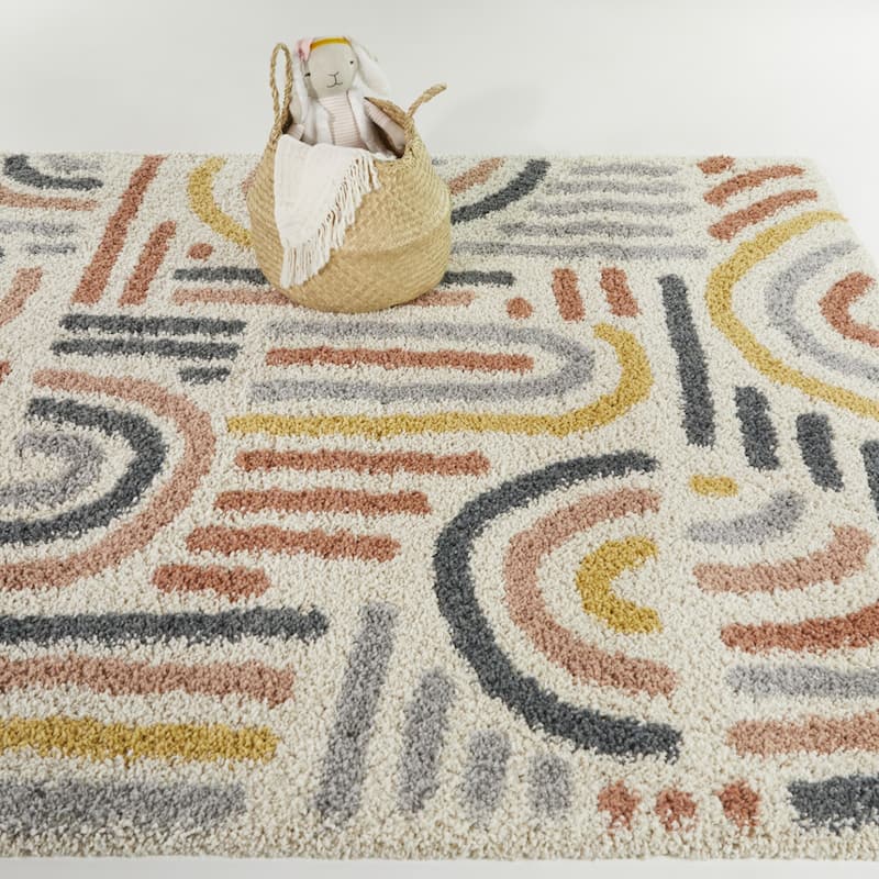 Marie Contemporary Shag Area Rug - 7'10" x 10' - Cream