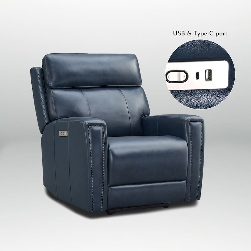 Genuine Leather Zero Gravity Power Recliner Chair with Power Headrest, USB&USB-C Port