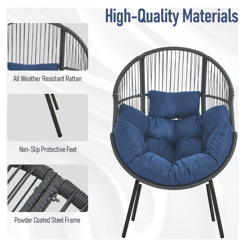 Outdoor Wicker Egg Chair with Ottoman Set