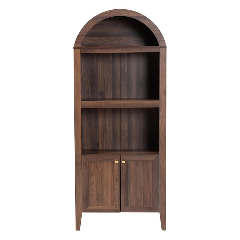 Hayes Wood Cabinet with Arch Top - Mid-Century Modern Display Piece with Soft-Close Doors for Living Room or Hallway