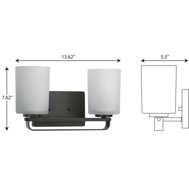 League Collection Two-Light Matte Black and Etched Glass Modern Farmhouse Bath Vanity Light - 13.62 in x 5.5 in x 7.62 in