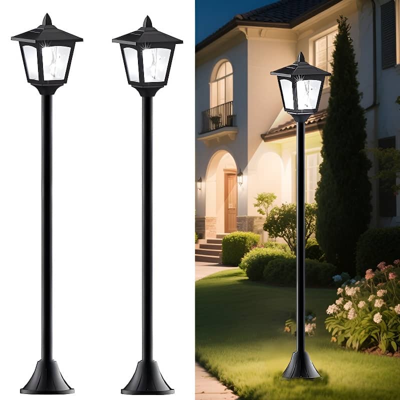 Solar Garden Lamp Post 40" Waterproof LED with Dusk to Dawn for Outdoor - 40''