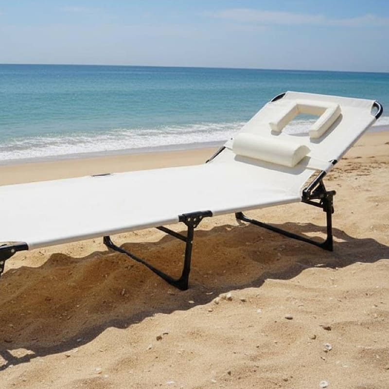 Beach Lounge Chair, Portable Face Down Chaise Lounge Chair for Outdoor Backyard Poolside,Beach, Patio