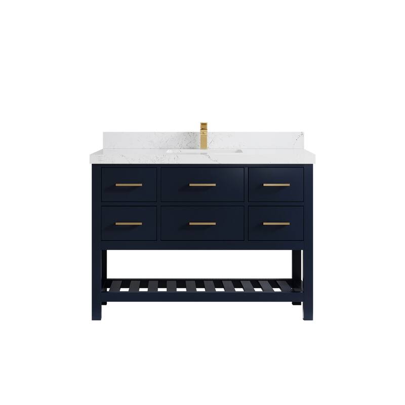 Willow Collections 48 in. W x 22 in. D Parker Single Sink Bathroom Vanity with Countertop - 2" Empira - Navy Blue