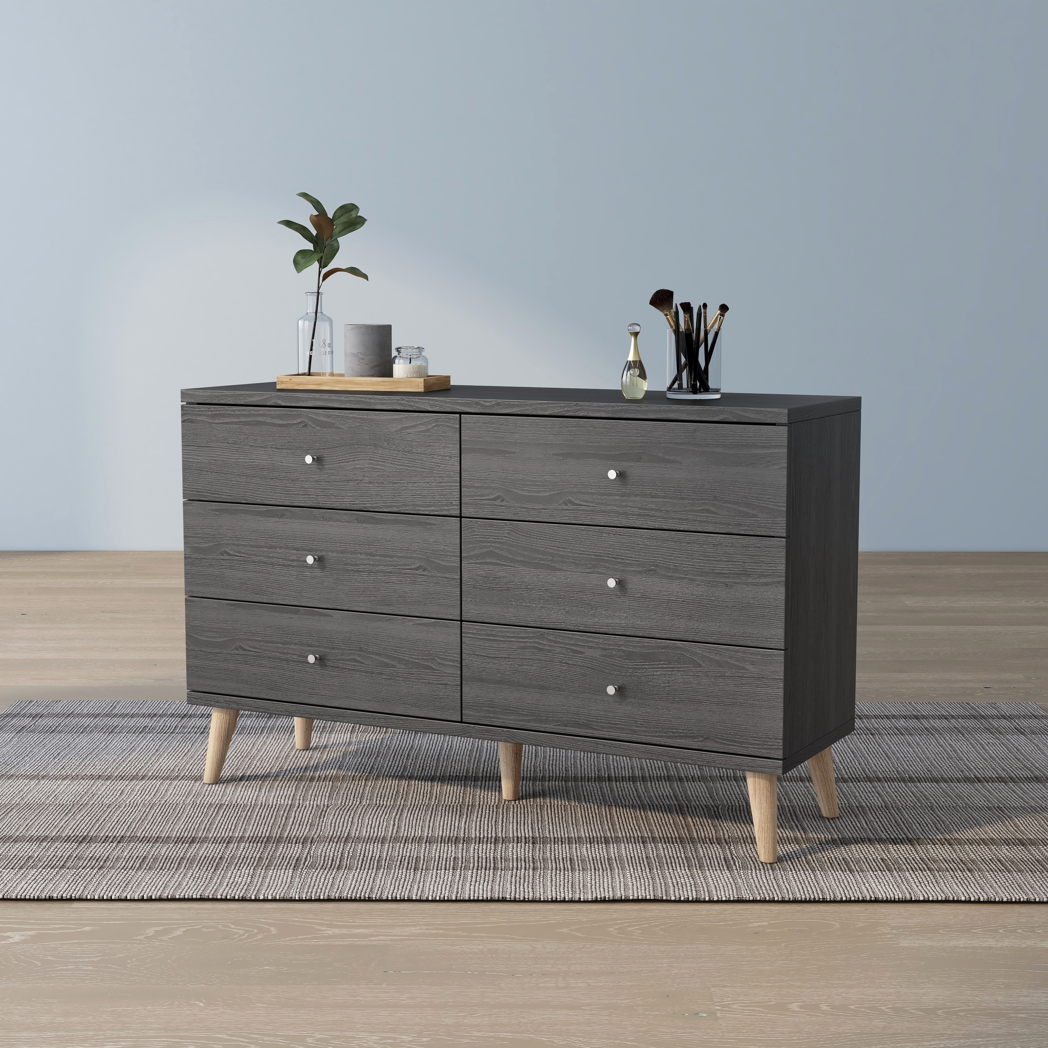 Shamar mid century modern hot sale 6 drawer