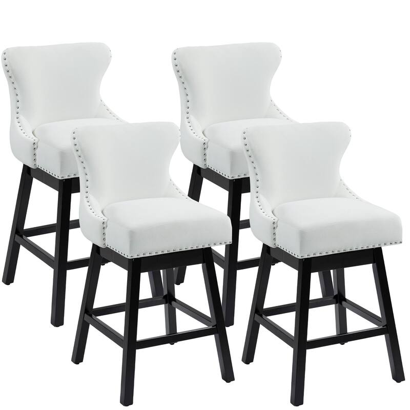 AVAWING Set of 4 Upholstered Fabric Bar Stools Chairs
