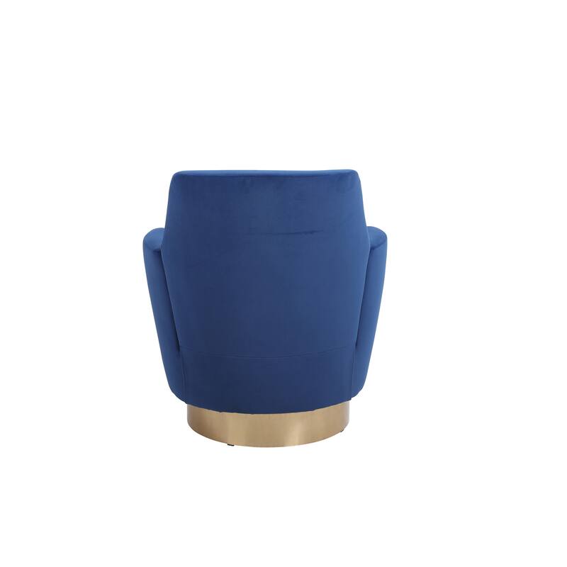 Velvet Swivel Barrel Chair with Gold Stainless Steel Base, High-Density Foam and 360° Rotation