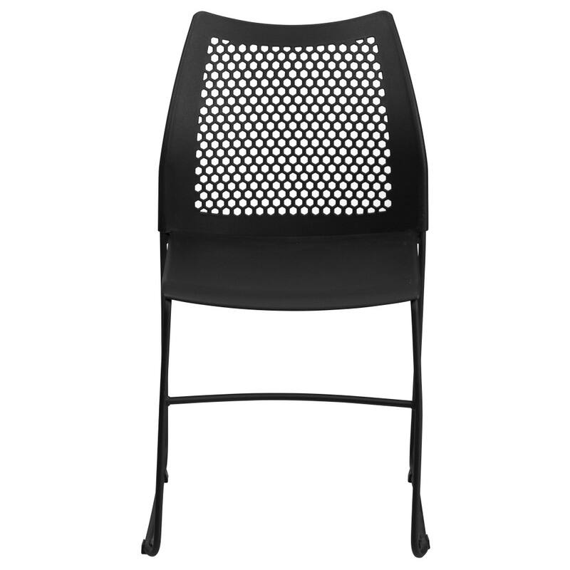 661 lb. Capacity Stack Chair with Air-Vent Back and Powder Coated Sled Base