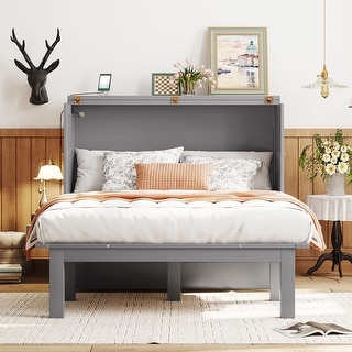 Full Murphy Bed with USB Port and removable Shelves on Each Side