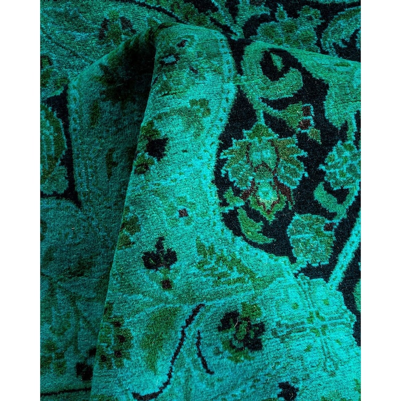 Overton Hand Knotted Wool Vintage Inspired Modern Contemporary Overdyed Blue Area Rug - 4' 2" x 6' 4"