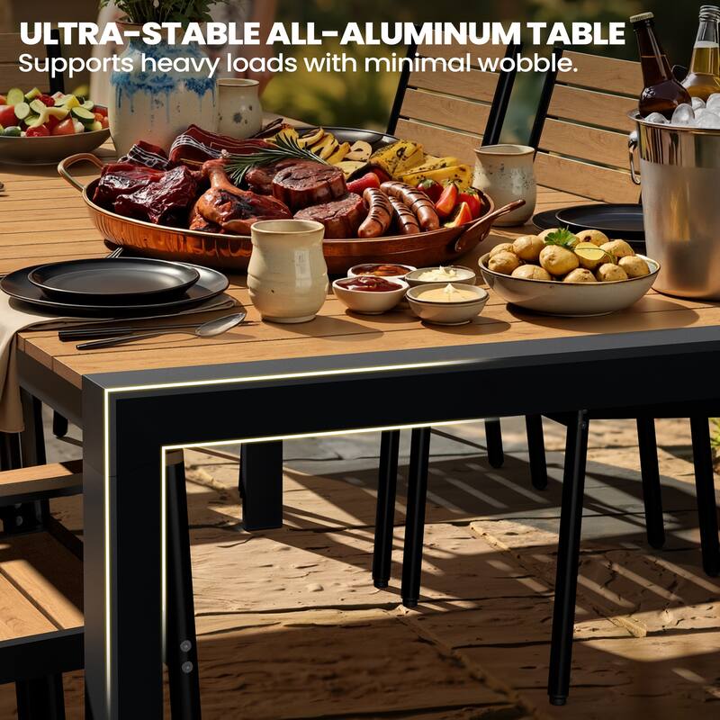 Pellebant Premium Outdoor Patio Aluminum Dining Table with Umbrella Hole