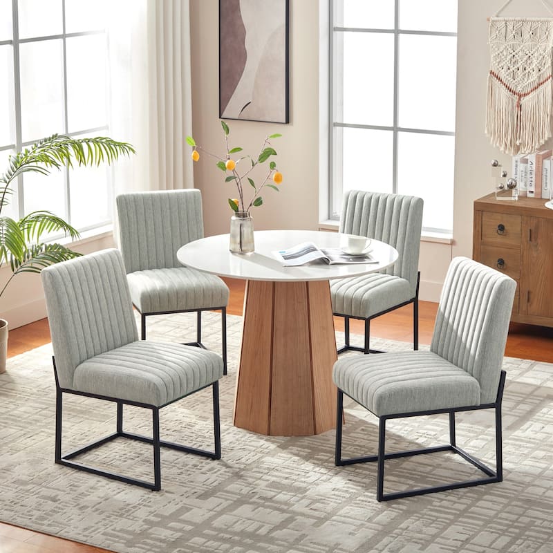 Mid Century Modern Dining Chair with Black Metal Legs - Set of 4 - Grey