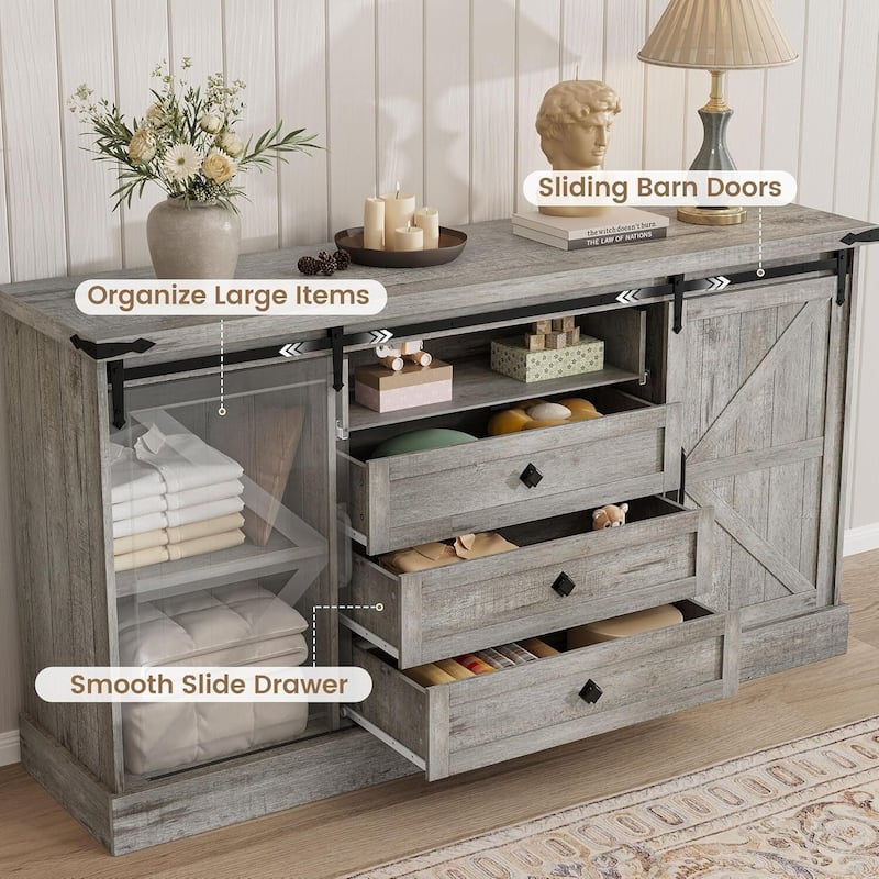 Farmhouse 4 Drawer Dresser for Bedroom, Living Room