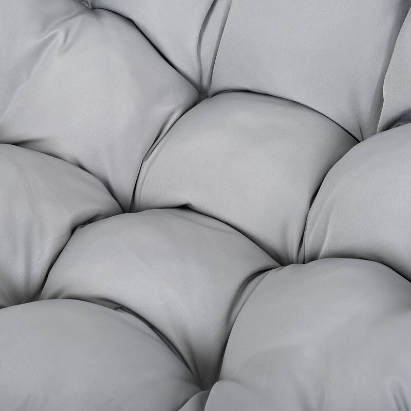 Roomfitters Single Person Folding Egg Chair with Stand, UV Resistant Wicker Rattan Swing for Patio, Garden