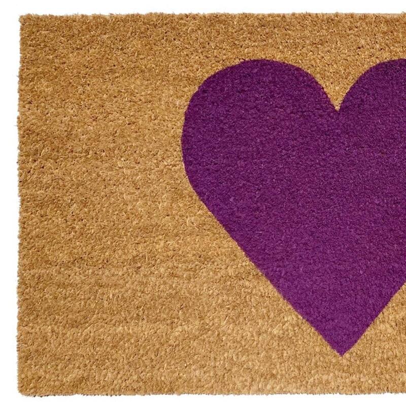 HomeRoots 36" X 72" Brown And Purple Heart Outdoor Coir Door Mat - 36.00' X '72.00