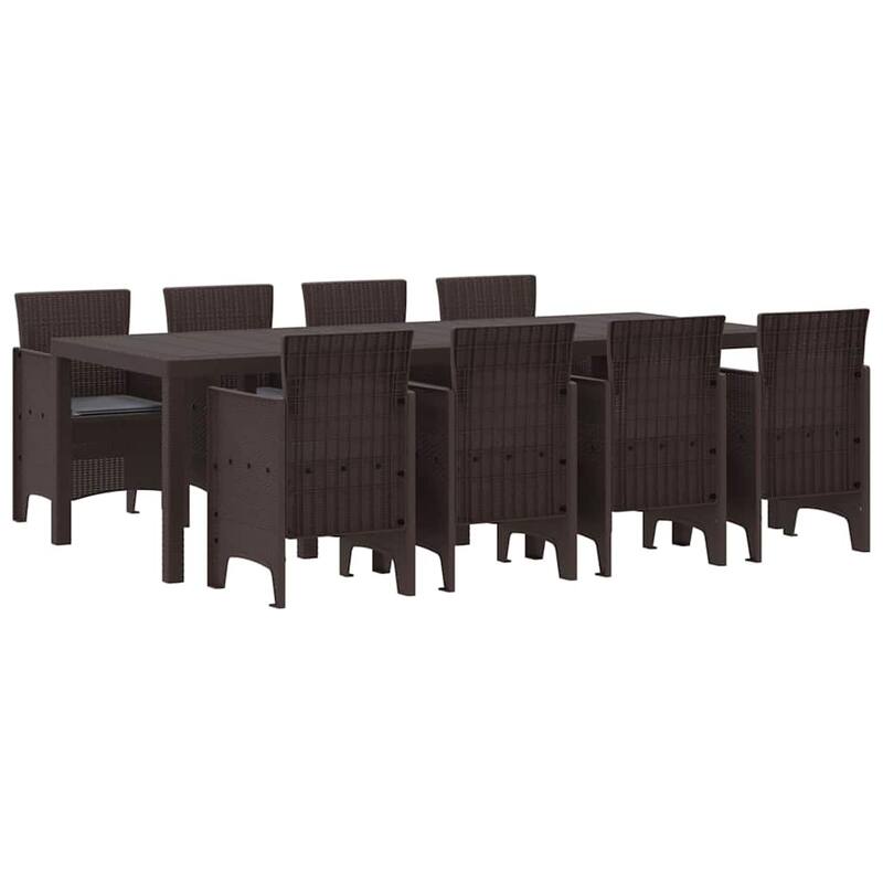 vidaXL Garden Dining Set 9/11 pcs Anthracite/Brown Polt rattan - 250 x 100 x 73 cm